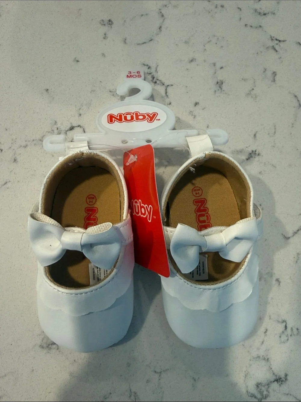 Nuby White Bow Baby Mary Jane Shoes 3-6M